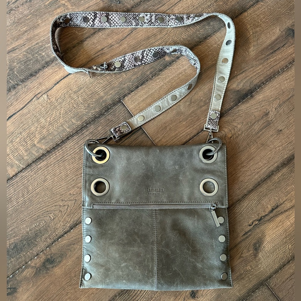 Hammitt Large Reversible grey/tan/snake Montana with Nickel hardware